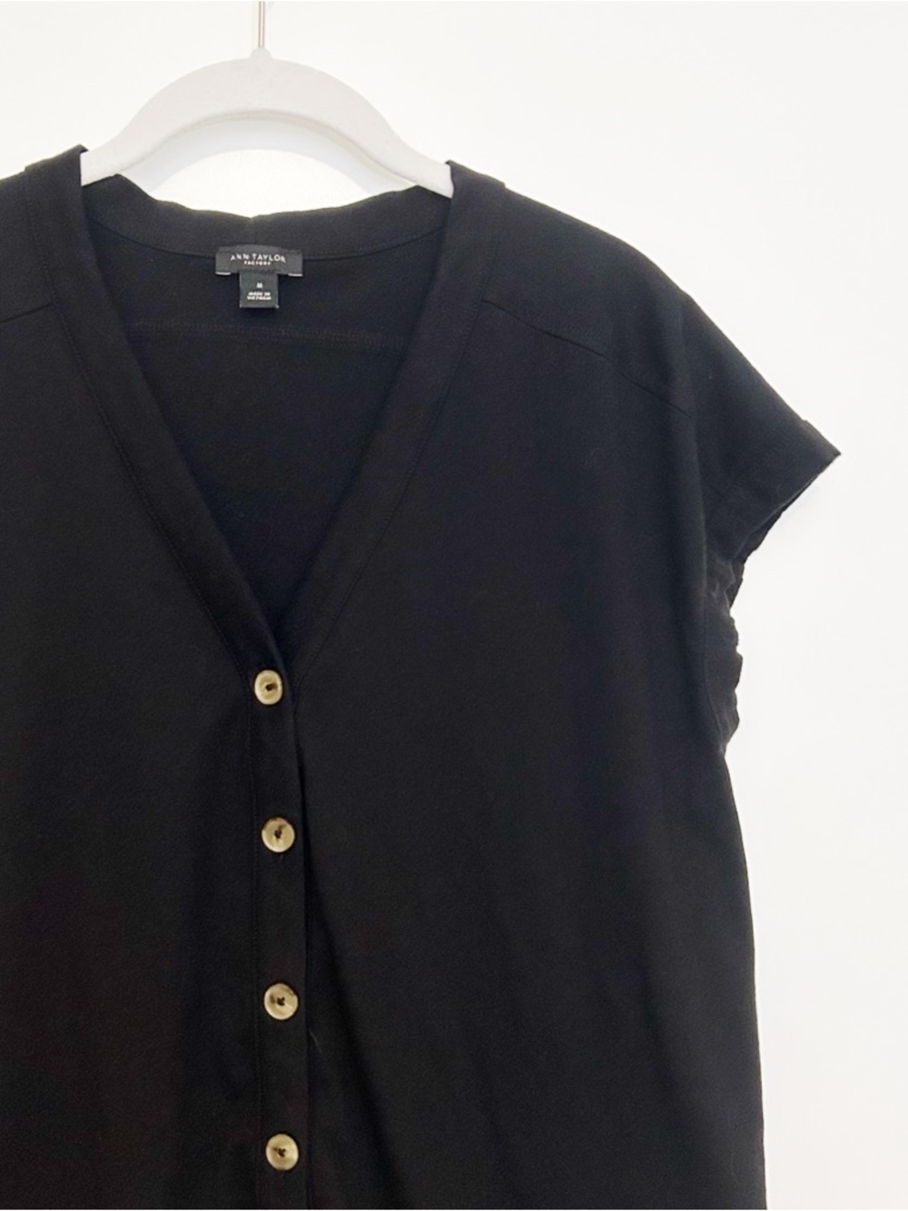 Ann Taylor Factory Button Front V Neck Top - Picture 4 of 6